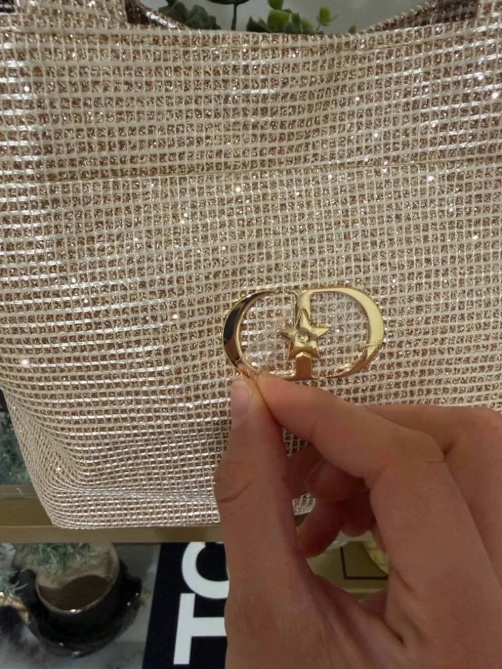 Dior Small Gold Straw Tote with Metallic Gold Handles - Picture 5 of 14